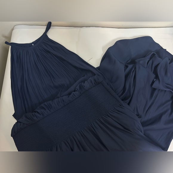 NWT RAMY BROOK NAVY BLOUSON AUDRIE DRESS WITH SMOCKED WAIST - Picture 1 of 10